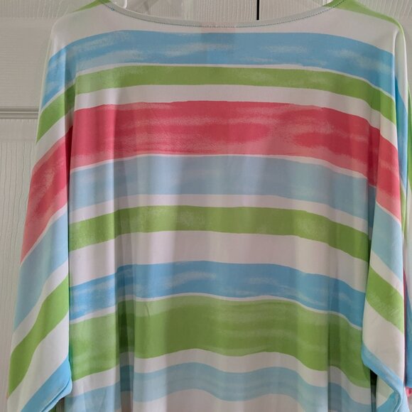 Ruby Rd. Women's Colorful Striped Kimono Sleeve Blouse, Size Large - Picture 7 of 16